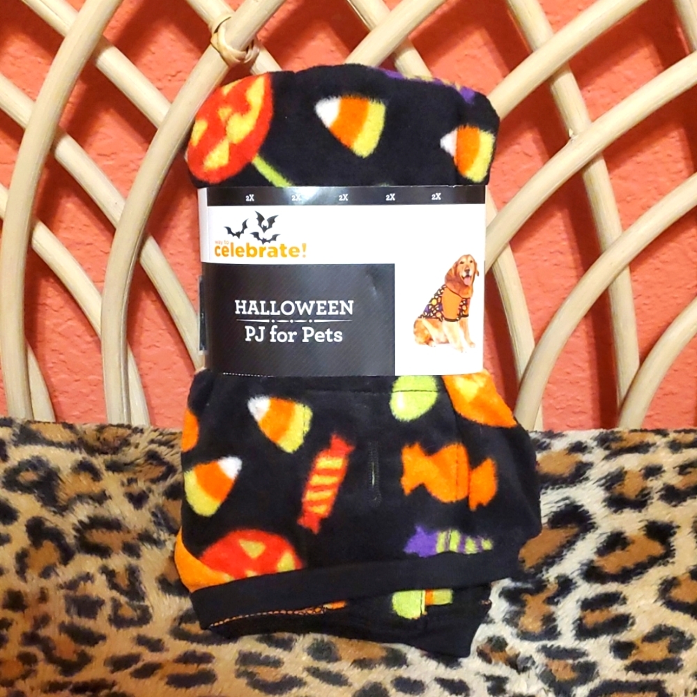 Halloween Cozy Trick or Treat Candy PJs for Pets 2X